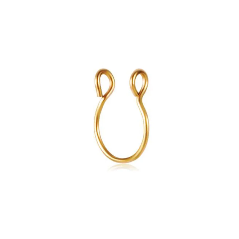 1 шт. кольца для носа для женщин медицинская сталь кольцо в нос имитация C Клип пирсинг Спираль пирсинг кольцо ювелирные изделия - Окраска металла: Gold