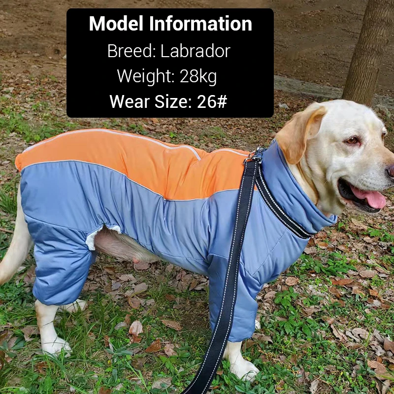 Vêtements d'hiver pour chiens grands chiens, polaire épaisse, imperméable, manteau chaud réfléchissant, salopette pour animaux de compagnie, bouledogue Labrador