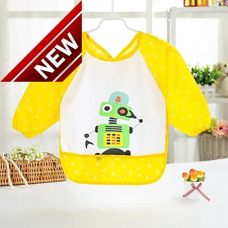 

New Arrive Baby Robot Bibs Eating Wears Kids Waterproof Painting Clothes Children's Cartoon Overalls Baby Apron Qd42