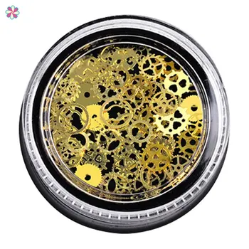 

1 Box Metal Gear Mixed Nail Decorations DIY 3D Hollow Out Nail Art Sticker DecoationsCY