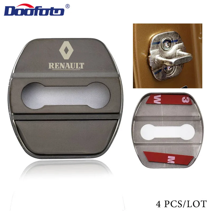 Doofoto 4x крышка дверного замка автомобиля для Renault Duster Megane 2 Megane 3 Clio Fluence Logan Captur Laguna 2 Scenic 2 аксессуары чехол - Цвет: Style 2 Black