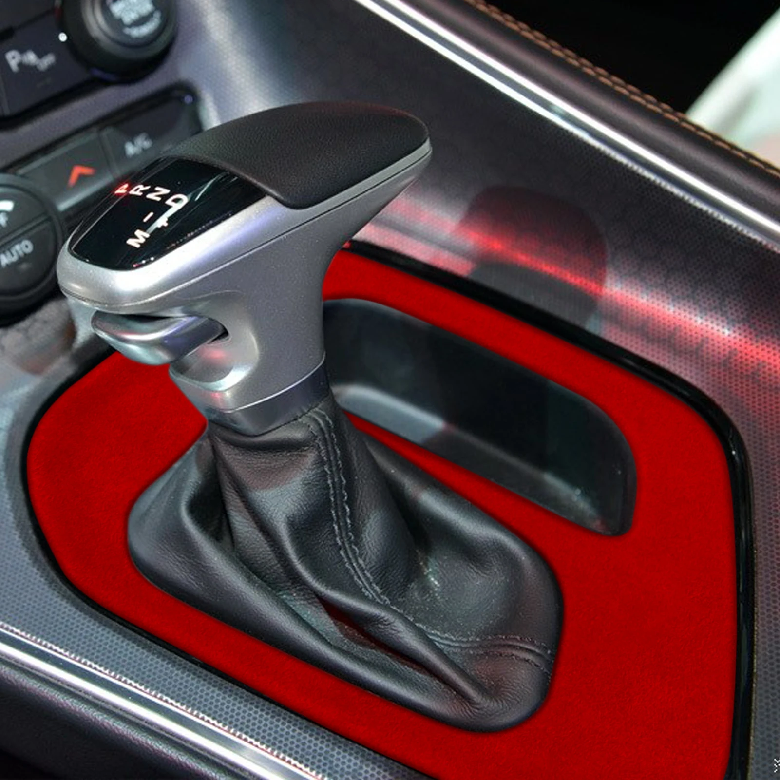 

For Dodge Challenger 2015-2020 Suede Car Gear shift knob Frame Cover Trim Styling Sticker