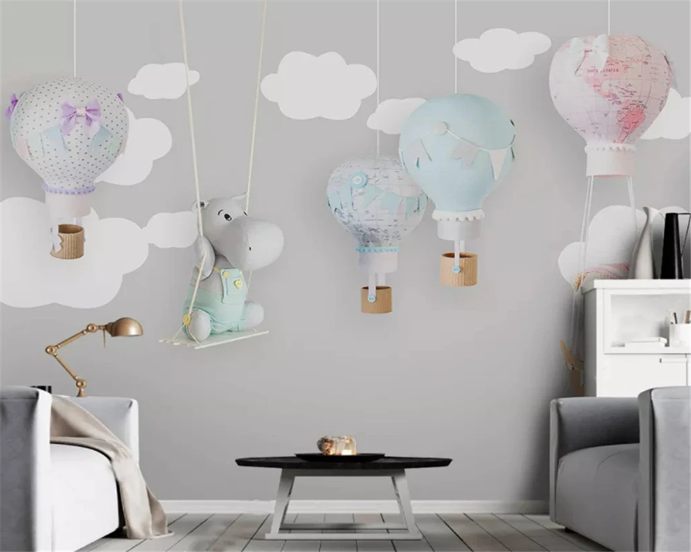 beibehang-Nordic-minimalist-hand-painted-classic-three-dimensional-wallpaper-animal-balloon-children-room-background-wall-paper (2)
