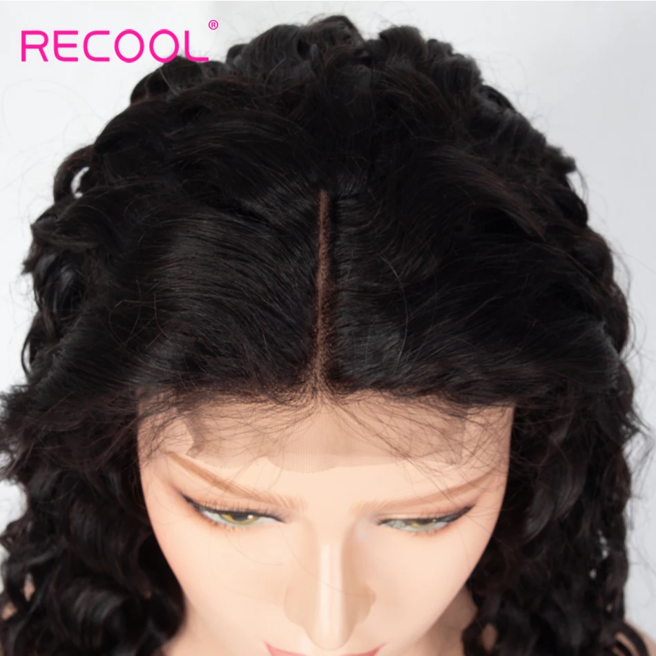 Recool волна воды парик Полный шнурка человеческих волос парики предварительно сорванные Glueless полный парик шнурка кудрявые человеческие волосы парики с детскими волосами