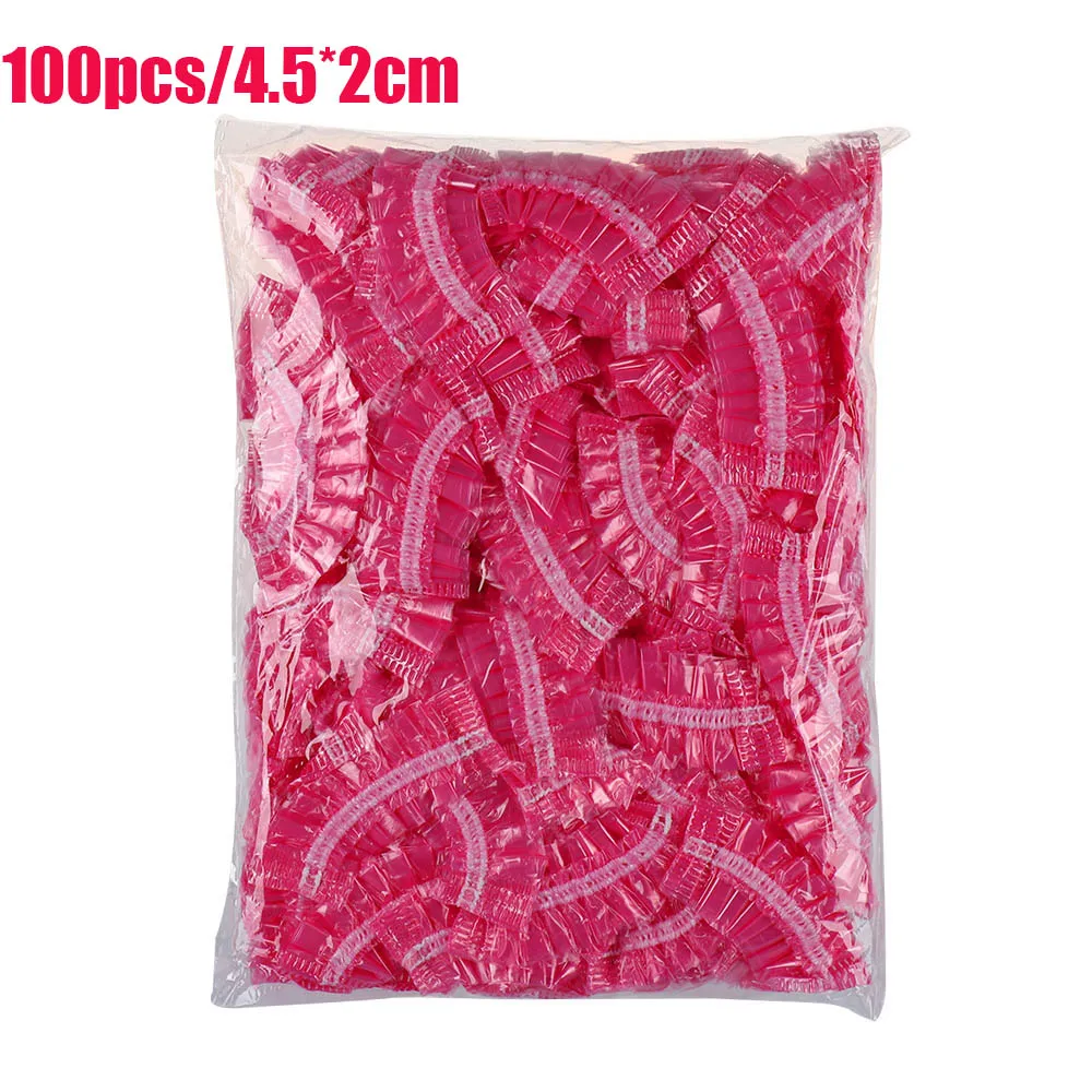 Ear 100pcs pink 50/100 шт одноразовые Пластик Водонепроницаемый Ухо Защитная крышка Кепки s Парикмахерская краска Защита душ Кепки инструмент - Цвет: Ear 100pcs pink