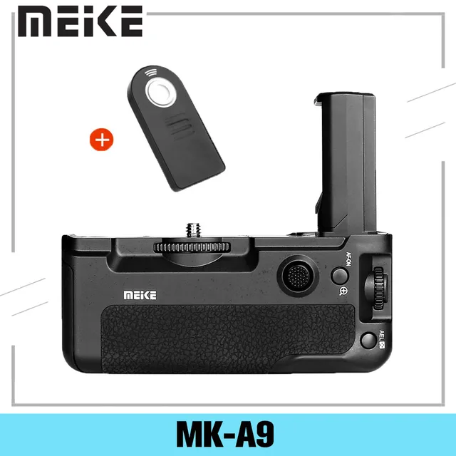 Meike Función de Disparo Vertical con Control de agarre de batería, MK A9, para cámara Sony A9 A7III A73 A7M3 A7RIII A7R3 + ES IR Remote