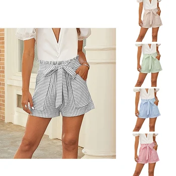 

Women Fashion Pants Lace Striped Casual Wide Leg Shorts