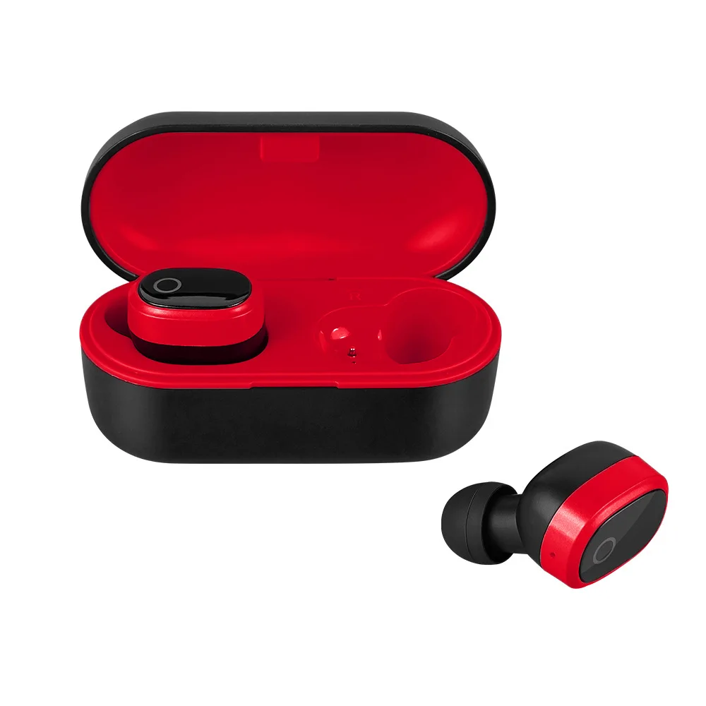 CUSEOMO TWS сенсорные bluetooth-наушники с отпечатком пальца, HD стерео беспроводные наушники, игровая гарнитура с шумоподавлением - Цвет: Красный