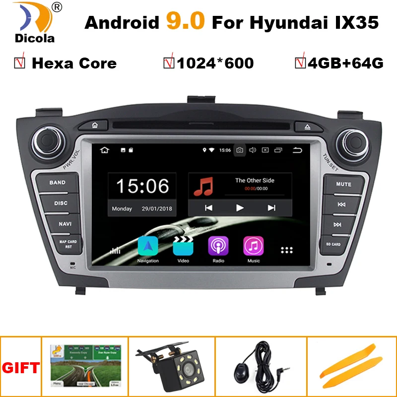 Flash Deal Hexa Core HD1080P 7"Android 9.0 64GB ROM 4G RAM HD Digital Touch screen HDMI Car DVD Player Radio GPS for Hyundai IX35 Tucson 0