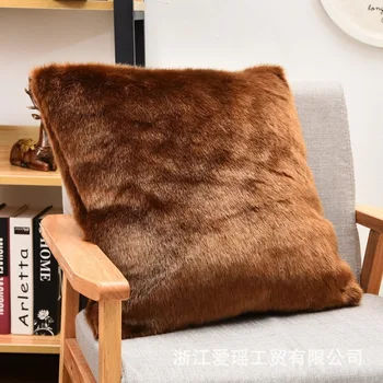 

Double-sided Faux Fox Fur Cushion Cover 50*50 Glossy Throw Pillow Covers for Couch/car Decorative Housses De Coussin Pour Canap