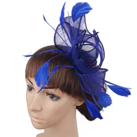 Elegant Bride Wedding Headwear Formal Sinamay Fascinator Hat With Fancy Feather Hair Accessory Women Wedding Headdress Hair Pin 6