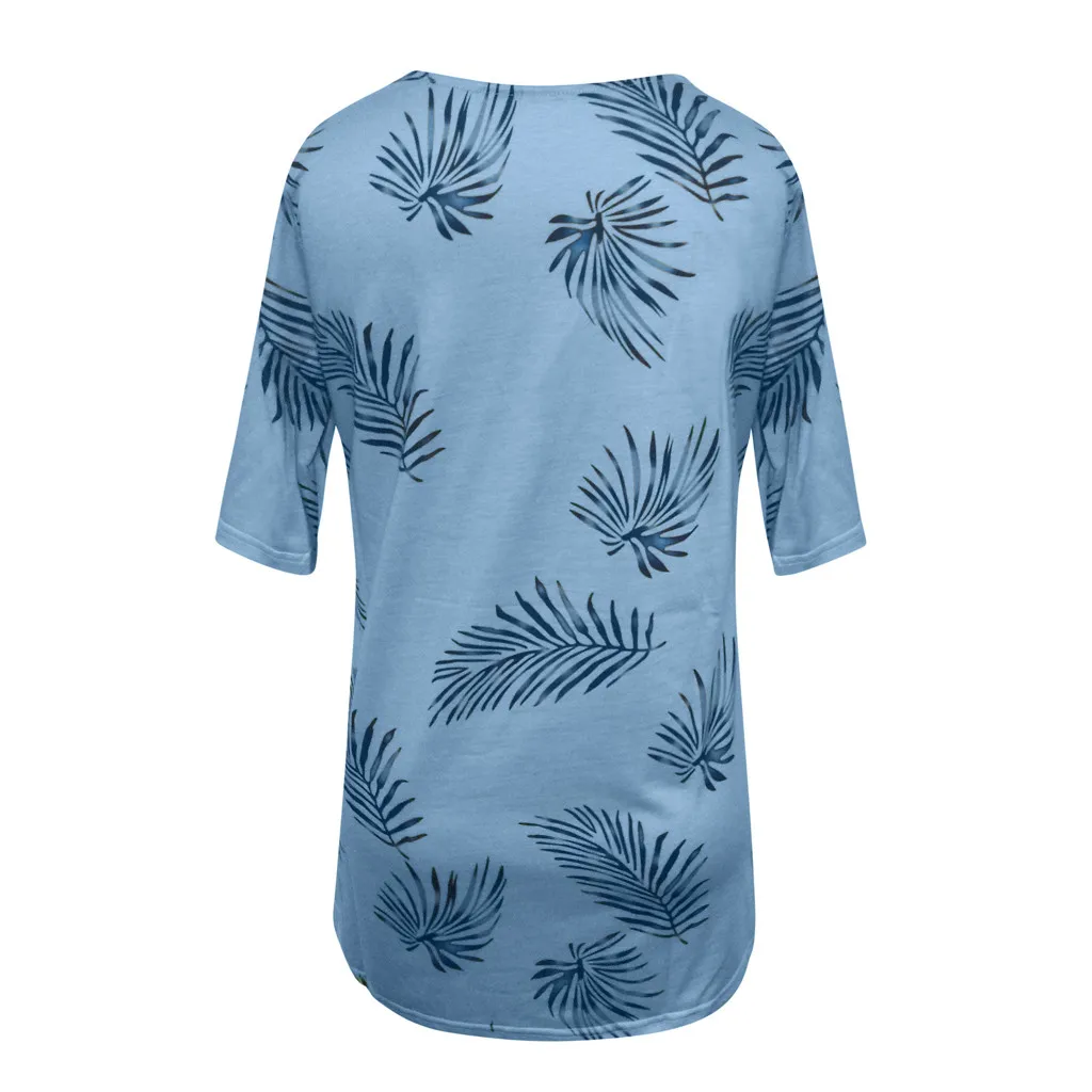 Летняя женская футболка с коротким рукавом и принтом, повседневные свободные пляжные топы с v-образным вырезом, женские спортивные футболки для бега, удобные топы размера плюс