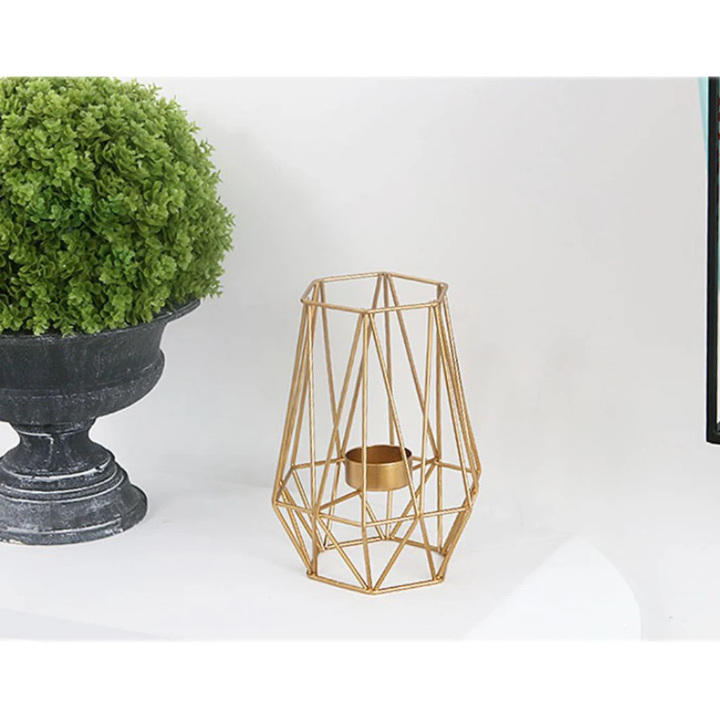 3D Geometric Dinner Candle Holder Candlestick Metal Wire Tea Light Candle Holder for Home Wedding Party Church Decor