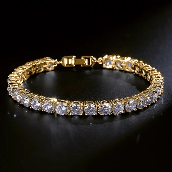 

RAKOL Hip Hop Style Dazzling Round Zirconia Crystal Tennis Bracelets For Women Fashion 1 Row CZ Link Chain Jewelry 5MM RB051K