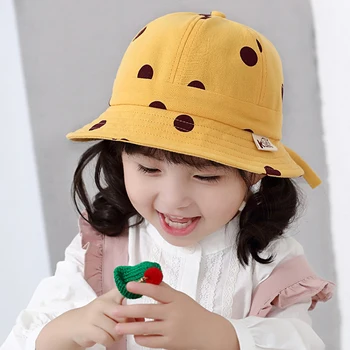 

Child Bucket Hat Outdoor Kids Baby Fisherman Hats For Boys Girls Beach Hat 2020 Spring New Big Dot Bear Cap Cotton Cap