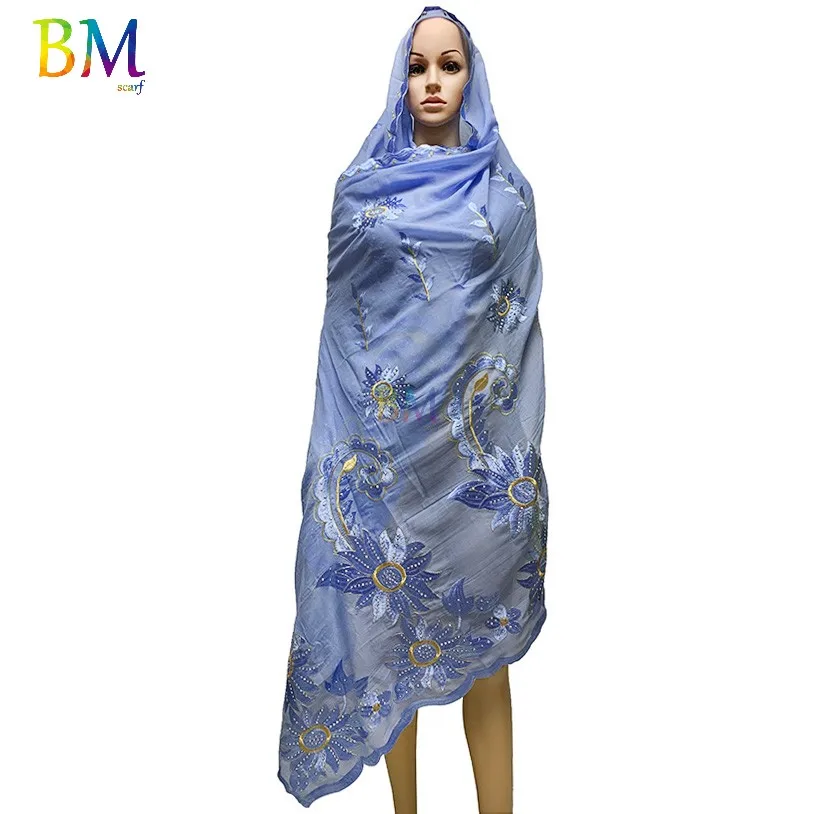 Модные африканские женские шарфы большой цветок вышивка прекрасный дизайн хлопковый шарф дышащий и мягкий шарф шали пашмины BX45