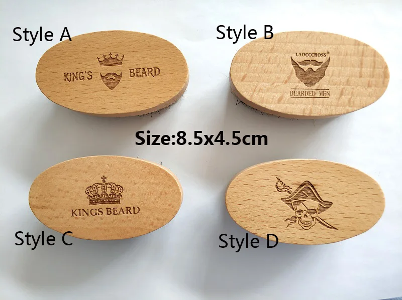New Style 1PCS Men's Shaving Brush Portable Mini Boar Bristle Beard Brush Mustache Beard Care Engrave Logo 8.5x4.5cm