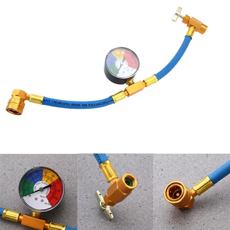 R134A Air Conditioning Refrigerant Charging Hose with Gauge for Car (1/2 Thread American and Europe) | - Цена: 