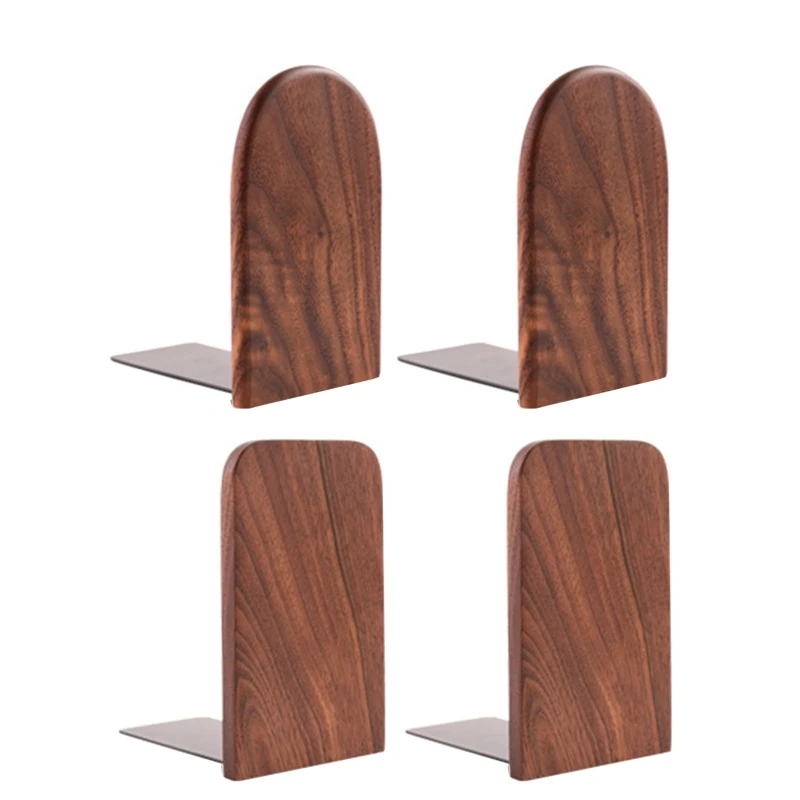 Book End Wood BookEnds Heavy Duty Book Stand Walnut Wooden
