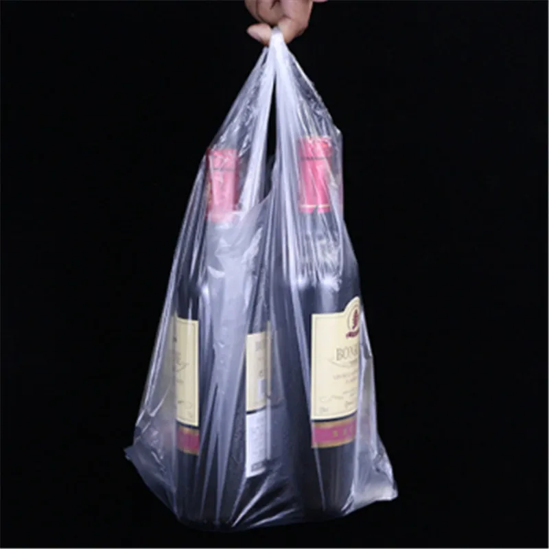100 шт./упак. прозрачные сумки хозяйственная сумка супермаркета Пластик с ручкой