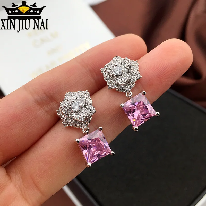 Серьги из серебра 925 пробы с розой камелией порошком S925 милые романтические