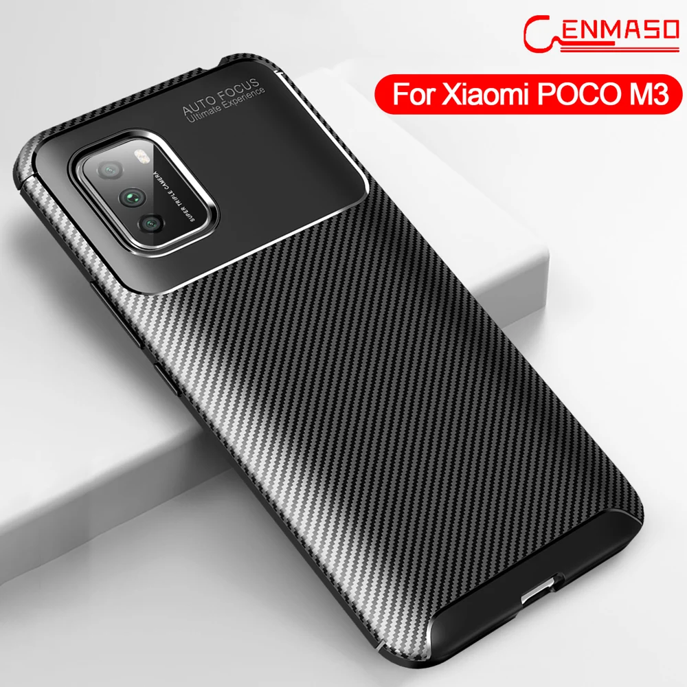 

For Xiaomi Poco M3 Case Poco X3 NFC X2 Case Carbon Fiber Texture Silicone Shockproof For Xiaomi Pocophone M3 X3 X2 Fundas Capa
