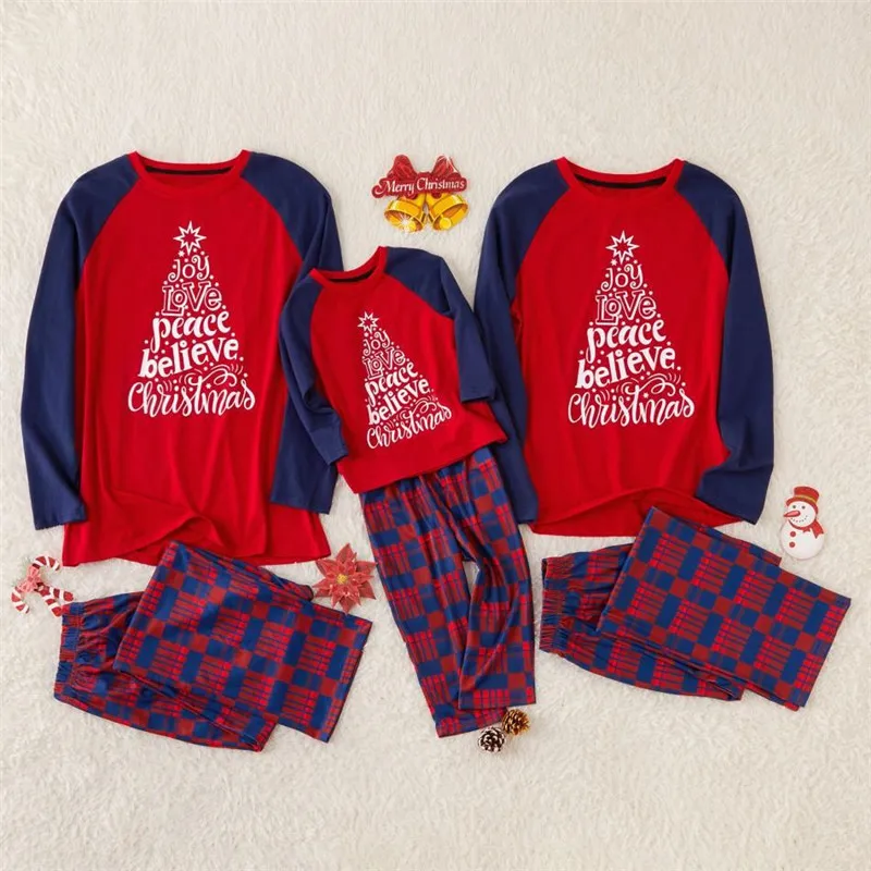 

Family Christmas pajamas 2019 Autumn Winter Matching Pajamas Set Christmas Tree Printed Mom Dad Kids Sleepwear Nightwear C0592