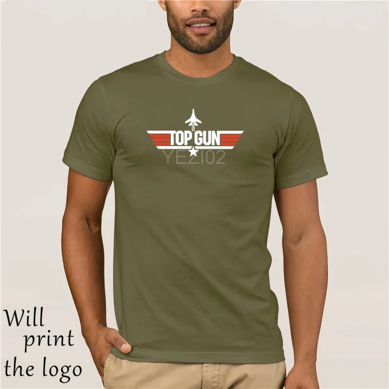 Мужская футболка с логотипом Top Gun-официальная Лицензионная футболка TopGun+ обратная печать - Цвет: army green