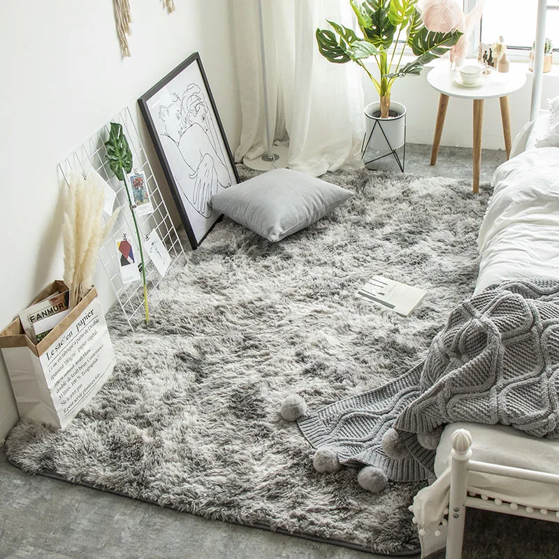 Nordic ins variegated tie-dye gradient carpet living room coffee table mat net red long hair bedroom kids crawling rug | Дом и сад