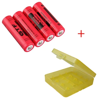 

GTF 4pcs 18650 Battery 3.7V 12000mAh Rechargeable Li-ion Battery for LED Torch Flashlight Rechargeable Battery with Battery Box