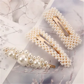

2Pcs/Set Fashion Pearl Imitation Beads Hair Clip Barrette Handmade Pearl Flower Stick Hairpin for Girls Hair Styling Accessories