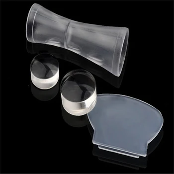 

1 Set Clear Stamper Double Heads Silicone Jelly With Scraper Set Polish Printing Manicure Nail Art Stamping Template Tools