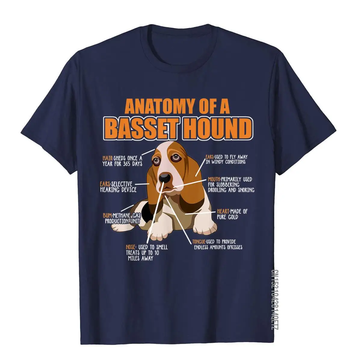 Basset Hound Shirt Anatomy Of A Basset Hound Shirt Funny__B5862navy