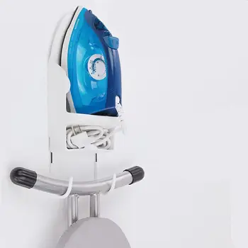 

1PC Stainless Steel Iron Stand Ironing Board Holder Wall Mounted Wardrobe Hanging Rack Double Hook Wall Shelf For Home Hotel