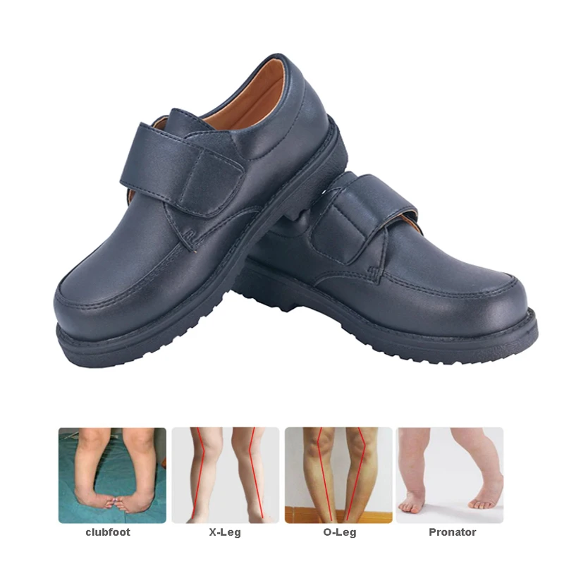 Children's Casual Shoes Kids Leather Orthopedic Footwear British Boys Students Black School Uniform Flats Sandals 8 Years Old