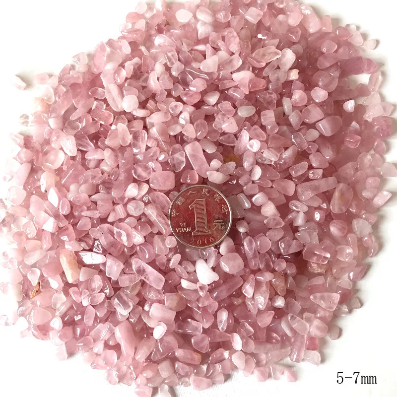 5-7Mm Natuurlijke Roze Rozenkwarts Kristal Grind Steen Rock Chips Lucky Healing Natuurlijke Kwarts Kristallen 100G