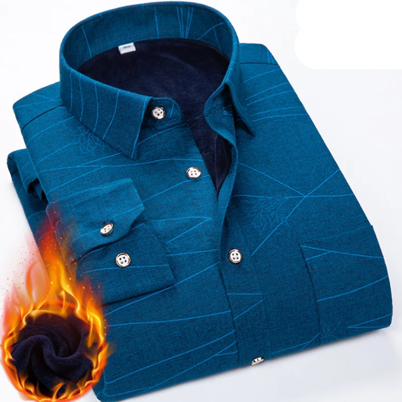 Зима Лидер продаж мужские Фланелевые дышащие рубашки с длинным рукавом Camisa однобортные повседневные рубашки ткань с принтом с добавлением шерсти теплые