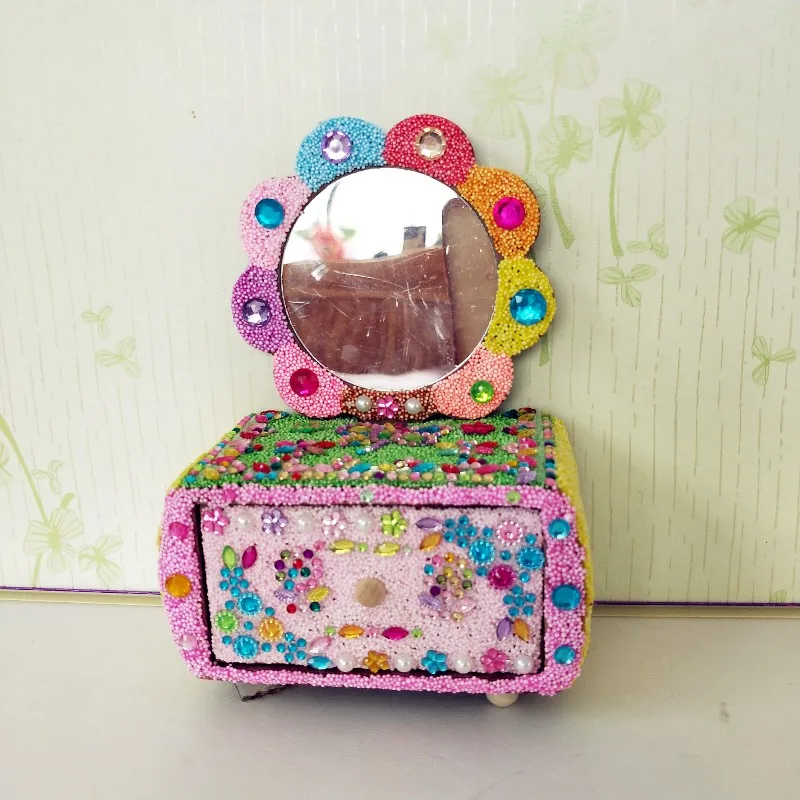 Детская Снежинка DIY с деревянным ящиком, коробка для моделирования, глина, зеркало, 10 юаней, ювелирная коробка, цветная глина, заполняющая 10 юаней