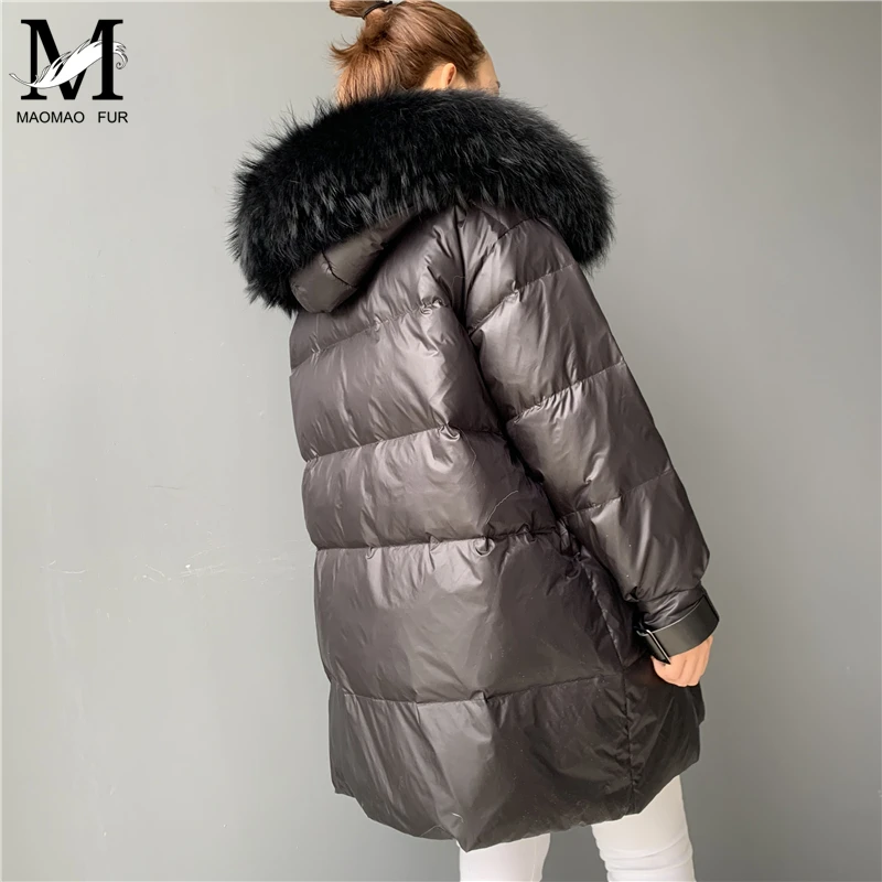 MAOMAOFUR женская зимняя куртка пуховик Воротник из натурального меха теплая парка