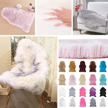 

Faux Fur Lambskin Rugs Wool Fur Fluffy Area Rugs Sofa Chair Cushion Bedroom Living Room Blanket Seat Pad Anticm-Skid Carpet