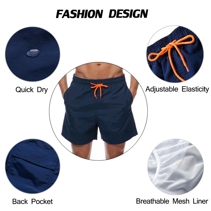 ESCATCH  Hot Sale Swimming Shorts Men Surf Board Summer Sport Beach Shorts De Bain Homme Swimwear Pants Quick Dry Solid Swimsuit 3