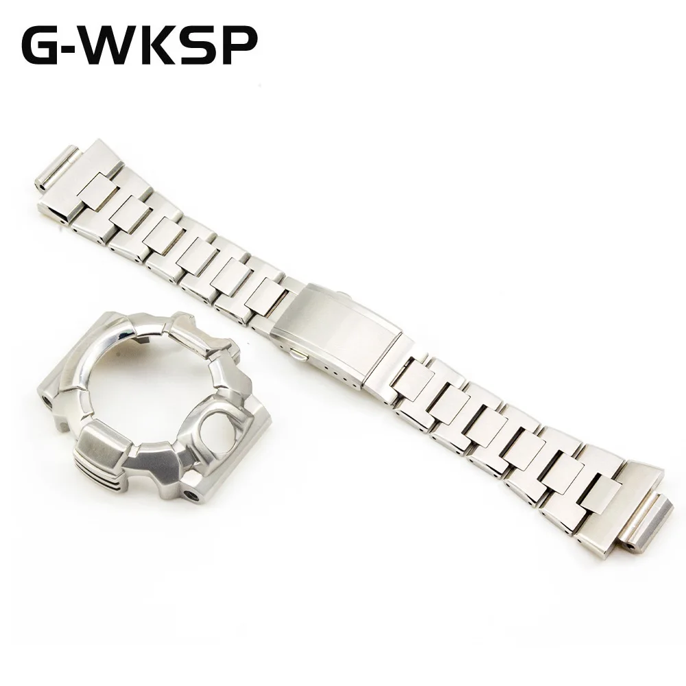 silver SET G-WKSP Серебряный набор GW9400 ремешок для часов аксессуары модификация Металл Нержавеющая сталь чехол для часов/ободок - Цвет ремешка: silver SET