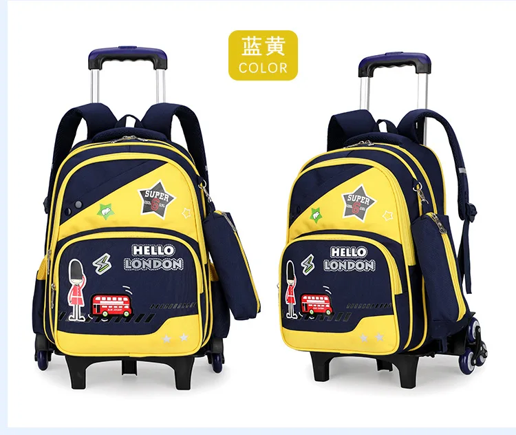 Trolley Bag Women's Young STUDENT'S Children 2-3-6 Grade Boy Six-Wheeled Waterproof Hand Push-Pull Luggage with Wheels 5