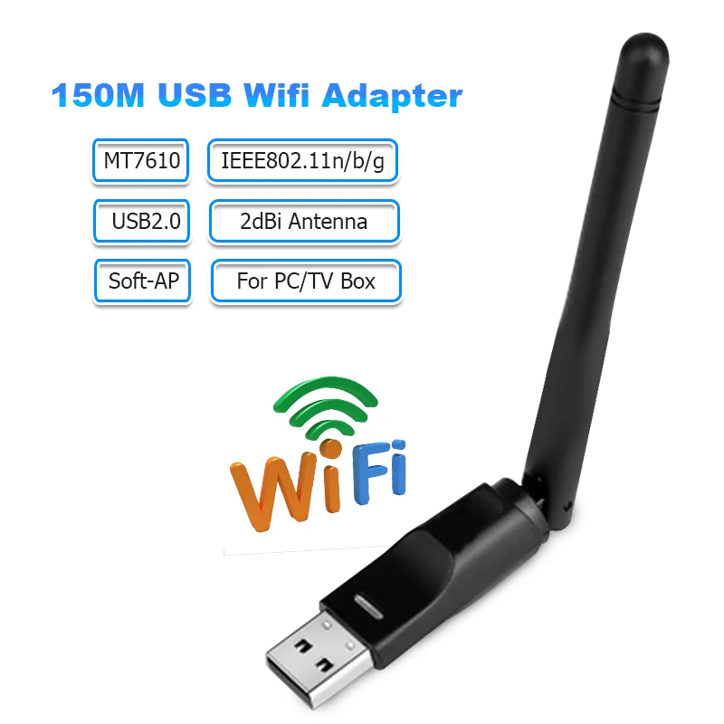 MT7610 USB адаптер антенны Wi-Fi 150 Мбит/с 2dBi адаптер антенны Wi-Fi беспроводная сетевая карта для настольного ноутбука ТВ коробка Прямая