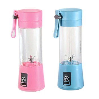

2 Pcs 380Ml Mini USB Rechargeable Electric Fruit Juicer Smoothie Maker Blender Machine Sports Bottle 4 Sharp Blades Fruit Mixer