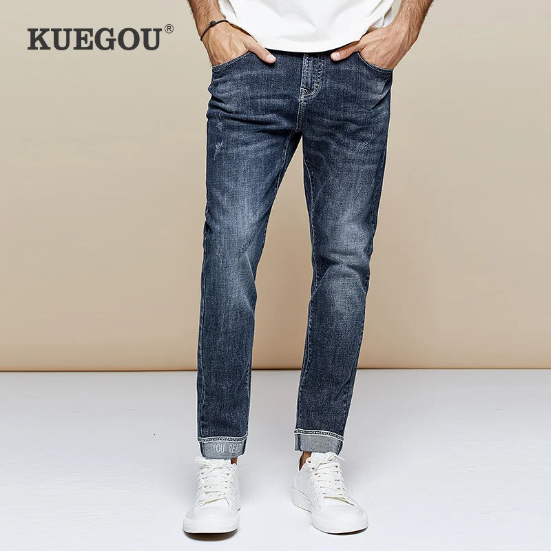 KUEGOU 2019 Autumn Embroidery Letter Black Skinny Jeans Men Streetwear Brand Slim Fit Denim Pants For Male Hip Hop Trousers 1766 KUEGOU 2019 Autumn Embroidery Letter Black Skinny Jeans Men Streetwear Brand Slim Fit Denim Pants For Male Hip Hop Trousers 1766