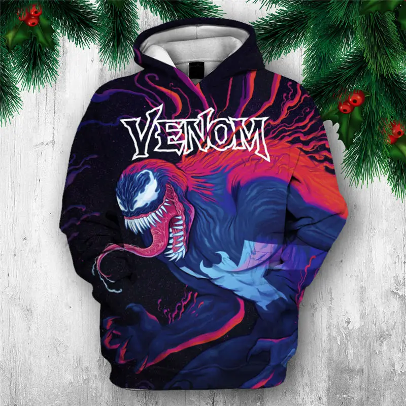 Новинка 2019 толстовка с 3D принтом Venom модные пуловеры капюшоном топы Мужская