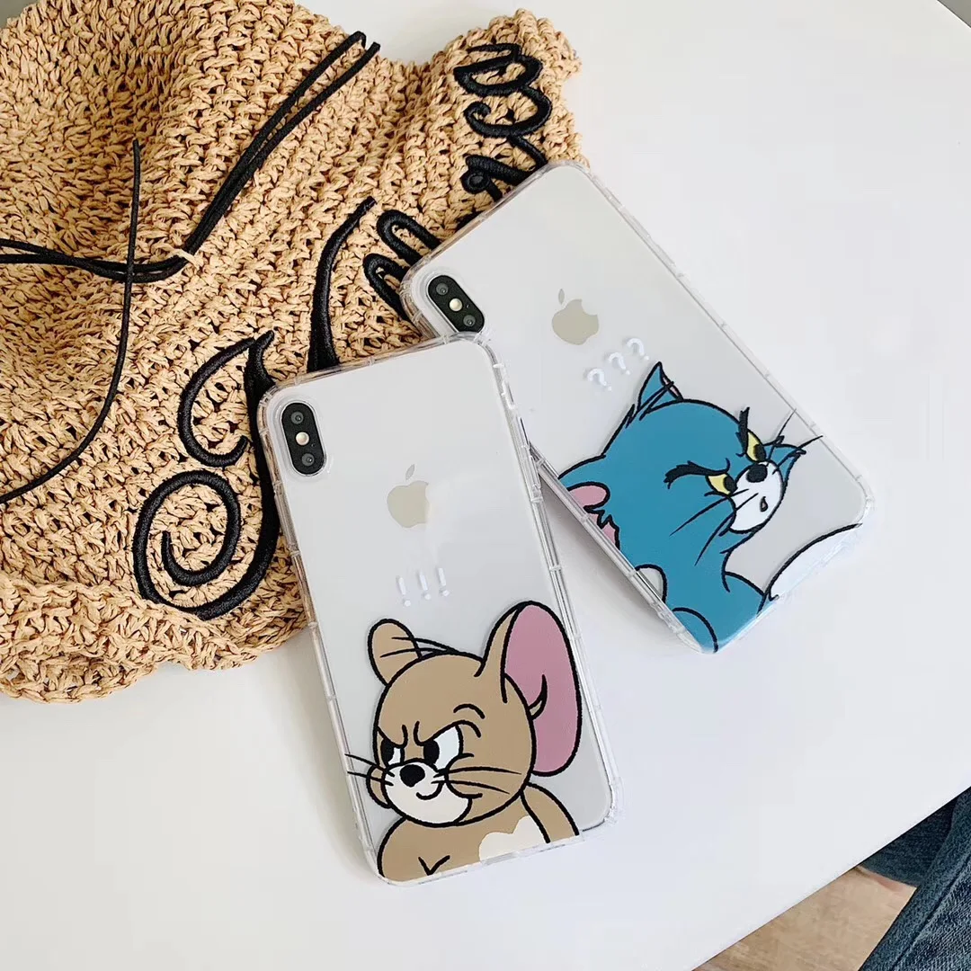 

Tom and Jerry phone case For iphone Xs MAX XR X 6 6s 7 8 plus Japan cute anime fun pattern couple clear soft TPU back Cover Capa