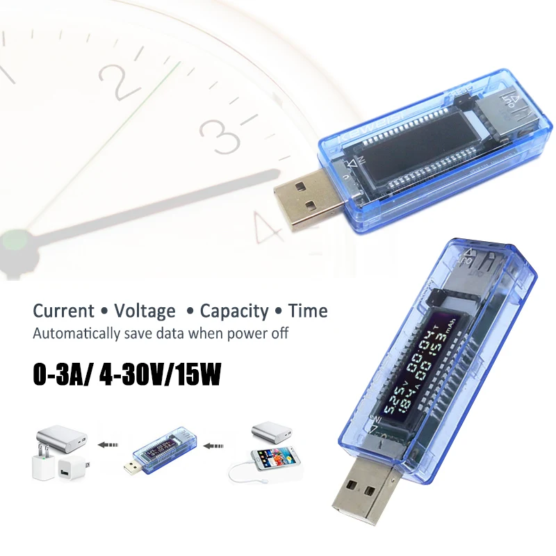 

4in1 USB Tester Current Voltage Charger Capacity Tester Time Display Current Meter Voltmeter Ammeter Detector Power Bank Tester