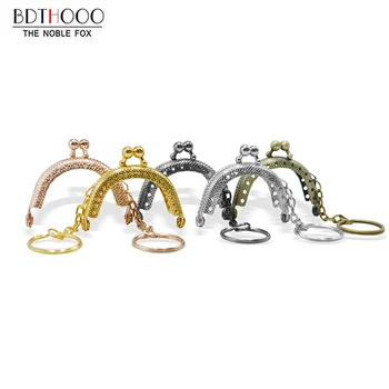 

10PCS 5cm Antique Bronze Metal Coin Purse Frame Handle with Keyring Kiss Clasp Lock Bags Hardware for Clutch Bag Accessories